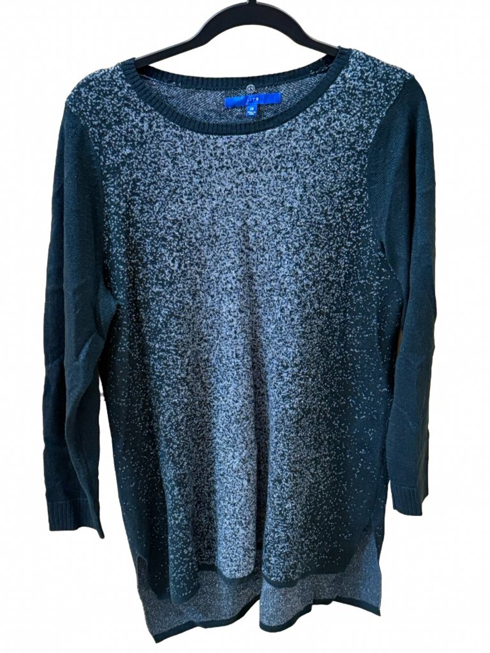 Apt 9 Metallic Silver Black Ombre Tunic Sweater 0X Shimmer Sparkle Longline Top